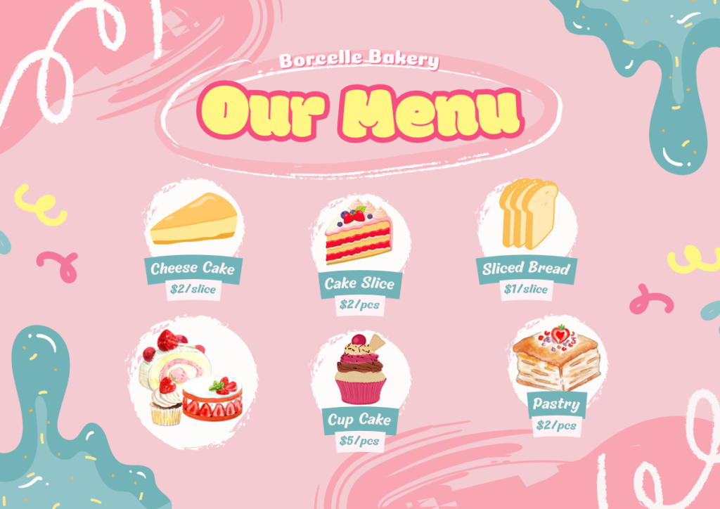 Create a Bakery Menu